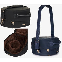 LeMieux Luxe Hat Box Fur Lined Protective Carry Helmet Storage Travel Black/Navy