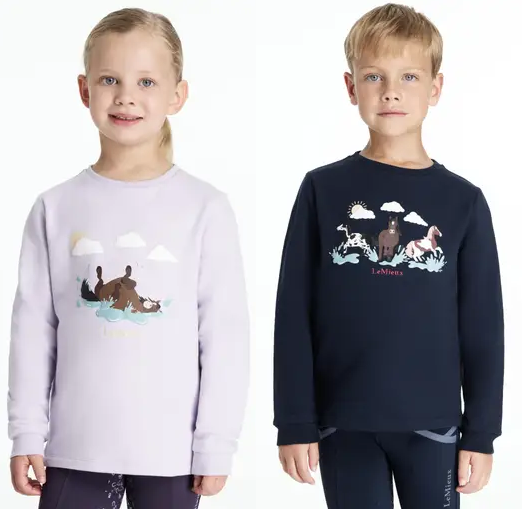 LeMieux Mini Poppy Long Sleeve Top Kids Brushed Cotton  Jersey Jumper Age 3-10