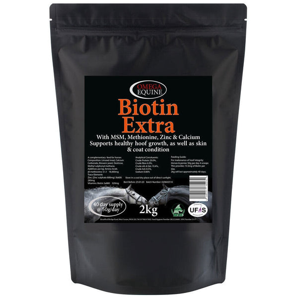 Omega Equine Biotin Extra Hoof Growth and Condition Support Supplement 2kg/4.5kg