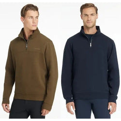 LeMieux Mens Quarter Neck Sweat Brushed Sweatshirt Jumper Top Alpine/Navy XS-XXL