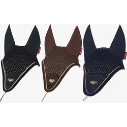 LeMieux Puissance Fly Hood Veil Braided Crochet Ear Net Black/Brown Summer 2025