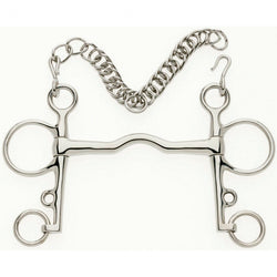 Lorina Low Port Pelham Showing Bit With Curb Chain Allows Tongue Space 4.5' - 6'