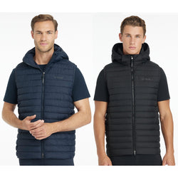LeMieux Mens Hooded Puffer Gilet Water Resistant Riding Yard Black/Navy XS-XXL