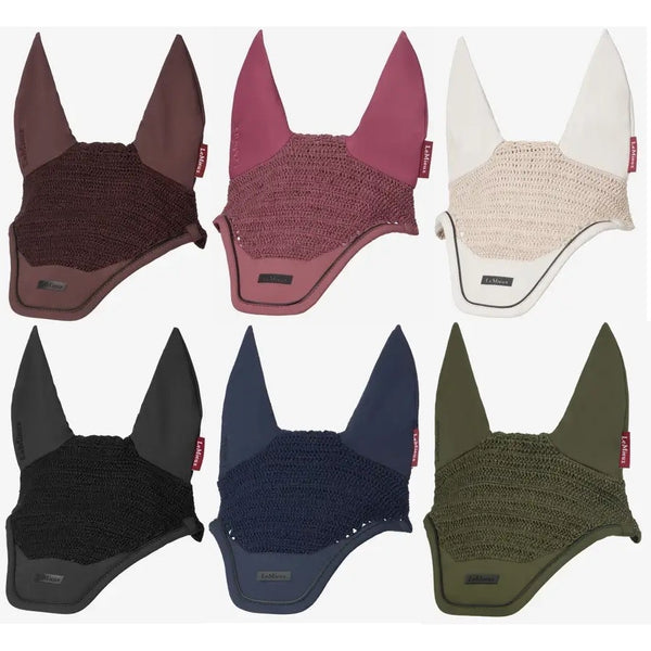 LeMieux Essence Fly Hood Cotton Crochet Veil Softshell Elastane Ear Net M-XL