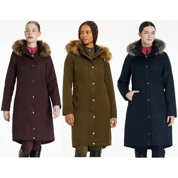 LeMieux Anya Waterproof Riding Coat Warm Faux Fur Lined Long Hooded Parka UK6-18