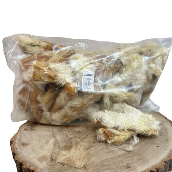 Nova Paddock Farm Hairy Rabbit Skin 100% Natural Healthy Dog Chew Treat 15cm 1kg