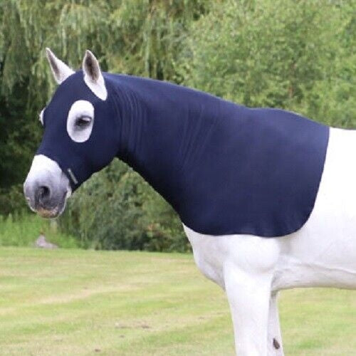 Hy Equestrian Lycra Flex Hood Neck With Eye and Ear Holes Navy Pony/Cob/Full