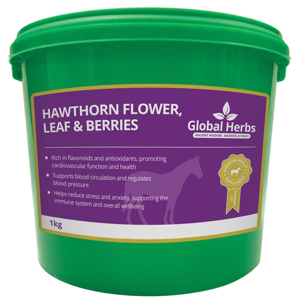 Global Herbs Hawthorne Flower Leaf and Berries Cardiovascular Horse Supplement 1kg