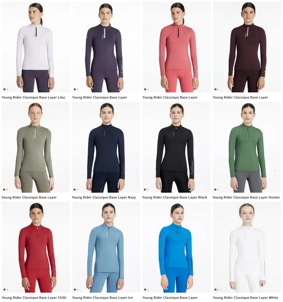 LeMieux Young Rider Classique Long Sleeve Base Layer Teens Kids Wicking XC Top