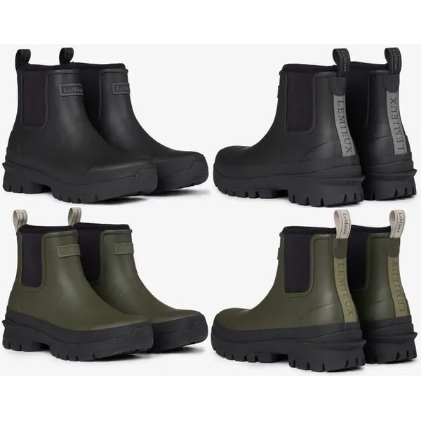 LeMieux Bramshaw Chelsea Welly Short Pull On Wellington Boot Black/Olive UK3-9
