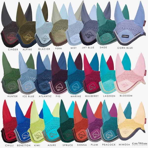 LeMieux Classic Crochet Fly Hood Veil 3 Way Lycra Ear Net + Braiding Winter 2025