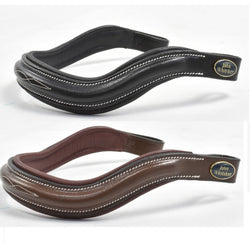 Whitaker Raised Squared Curved Anatomic FancyStitch Leather Browband Black/Brown