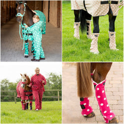 Supreme Products Dotty Fleece Boots Travelling and Stable Raspberry/Latte/Green