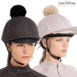 LeMieux Faith Hat Silk Removable Pom Pom Lycra XC Skull Cap Cover LM Cinder/Ash