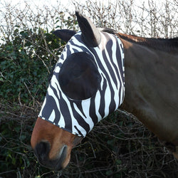 Hy StormX Original Lycra Zebra Print Fly Mask Mesh Insect Bug Protect Ears Eyes