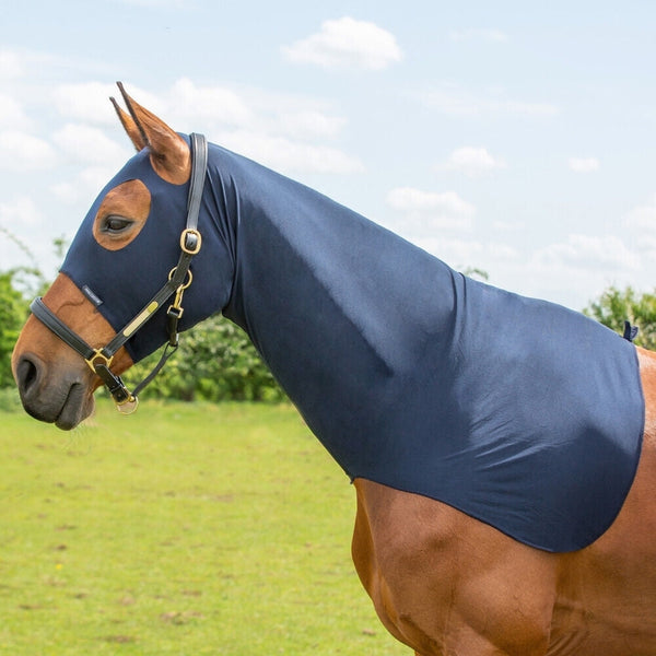 Hy Equestrian Lycra Flex Hood Neck With Eye and Ear Holes Navy Pony/Cob/Full