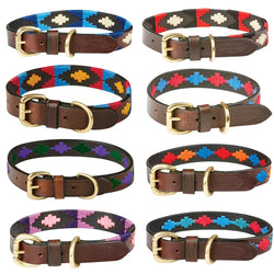 WeatherBeeta Polo Leather Dog Collar Tanned Leather and Stylish Stitched Pattern
