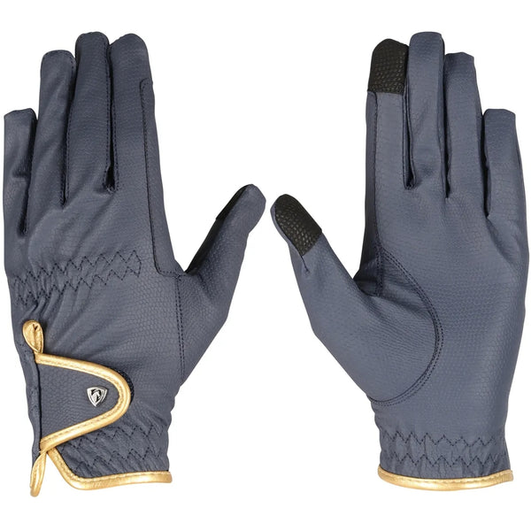 Hy Cottenham Elite Riding Gloves Adults Competition Grip Black Brown White Navy