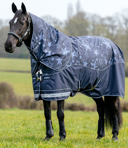 LeMieux Arika Star 200g Turnout Rug + Hood Medium Ripstop 600d Navy 3'9' - 7'0'