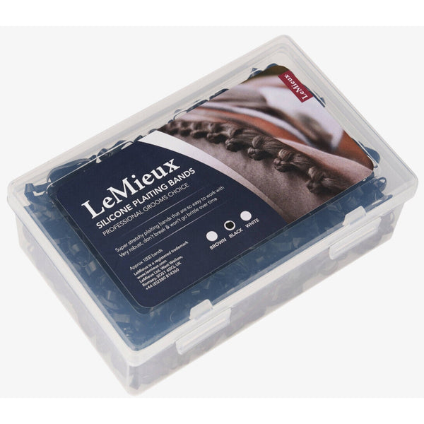 LeMieux Silicone Stretchy Long Lasting Plaiting Bands in Tub Black/Brown/White