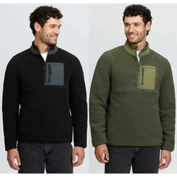 LeMieux Mens Borg Half Zip Sweat Heavyweight Fleece Jumper Black/Olive XS-XXL