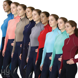 Hy Sport Active Base Layer 4 Way Stretch Long Sleeve 3/4 Zip Sports Riding Top