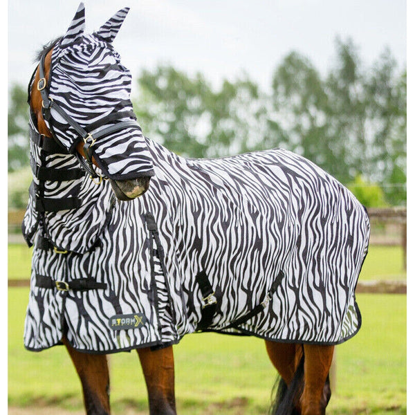 Hy StormX Original Zebra Print Fly Rug Combo Neck Mesh Bug Protection 4'0-7'3'
