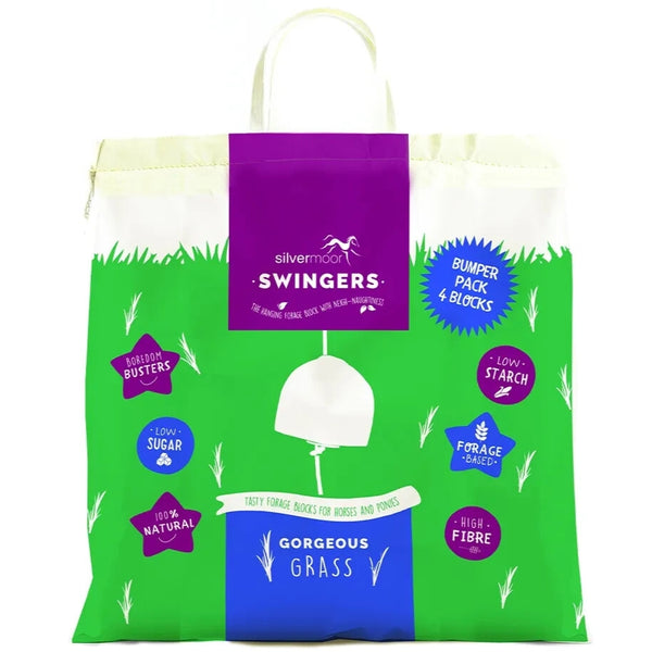 Silvermoor Swingers 100% Natural Hanging Forage Treat Grass Bumper Pack 1kg x 4