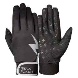 Hy Equestrian HyViz Silva Flash Horse Riding Gloves Black/ReflectiveSilver XS-XL