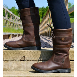 Hy Land Buxton Short Buffalo Leather Country Boots Unisex Adults Brown 4 - 8