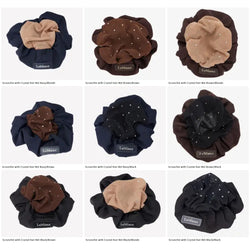 LeMieux Scrunchie with Crystal Hair Net Elegant Satin Show Accessory Black/Brown