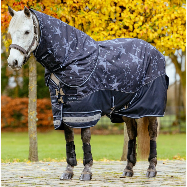LeMieux Arika Star 200g Turnout Rug + Hood Medium Ripstop 600d Navy 3'9' - 7'0'