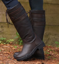 Brogini Longridge Piccino Kids Childs Waterproof Country Yard Boots Brown/Pink