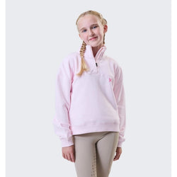 Horseware Kids Vitality Sweatshirt Long Sleeve 1/4 Zip Cotton Blend Jumper Pink