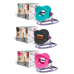 Bizzy Horse Bizzy Ball Equine Stable Toy Swinging Lick Holder Black Aqua Pink