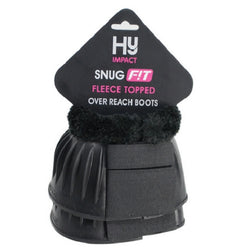 Hy Equestrian Fleece Topped SnugFit Over Reach Boots Rubber Bell Anti Rub Cuff