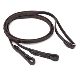 EcoRider Ultra Comfort Flexi Fine Rein Leather and Rubber Grip Reins Black/Brown