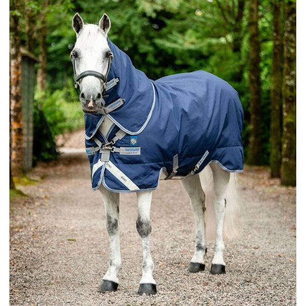 Horseware Rhino Plus Pony Turnout Rug 0g and Hood Lightweight 1000D 3'9'-5'9' Navy