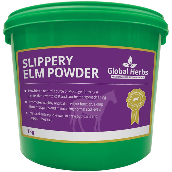 Global Herbs Slippery Elm Powder Regulate Gut Acid  and Droppings Horse Supplement