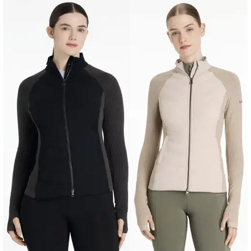 LeMieux Maddie Jacket Ladies Short Fitted Padded Hybrid Jumper Black/Stone 6-18