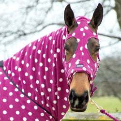 Supreme Products Dotty Fleece Hood Soft Warm Neck and Face Cover Red/Pink/Navy