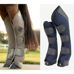 LeMieux Kudos 3D Mesh Travel Boots Set Light Protective Wicking Carbon Leg Wraps