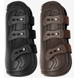 LeMieux Capella 3 Strap Tendon Boots Leather Elastic SJ Show Jumping Black/Brown