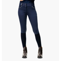 Horseware Ladies Newmarket Mid Rise 4 Way Stretch Breeches Knee Patch Navy 24-38