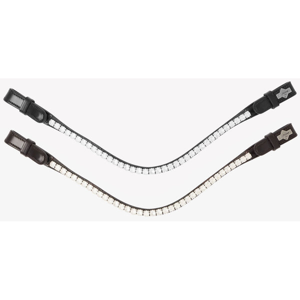 LeMieux Ice Crystal Browband White Diamante Bling Leather Dressage Black/Brown