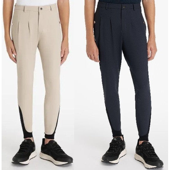 LeMieux Young Rider Boys Classique Breeches Tapered Stretch Beige/Navy Age 7-14