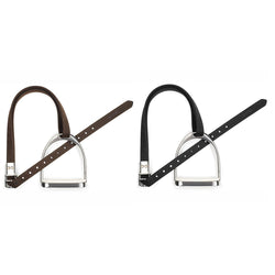 Wintec Pro Stirrup Straps EquiSuede Slim Line Leathers Black/Brown 110-160cm
