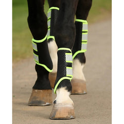 Equilibrium Tri-Zone Hi-Viz Brushing Boots Lightweight Black Flourescent Yellow