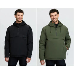 LeMieux Mens Waterproof Anorak Lightweight Microfleece Hooded Coat Black/Olive
