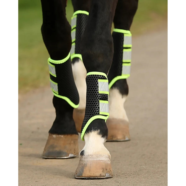 Equilibrium Tri-Zone Hi-Viz Brushing Boots Lightweight Black Flourescent Yellow